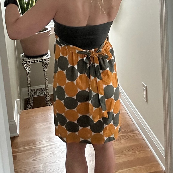 Strapless Anthropologie Hype Sundress polka dots colorful multicolor fit flare - Picture 4 of 14